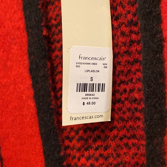 2/$25 NEW Cozy Red and Black Blanket Sweater Jacket - Picture 5 of 5